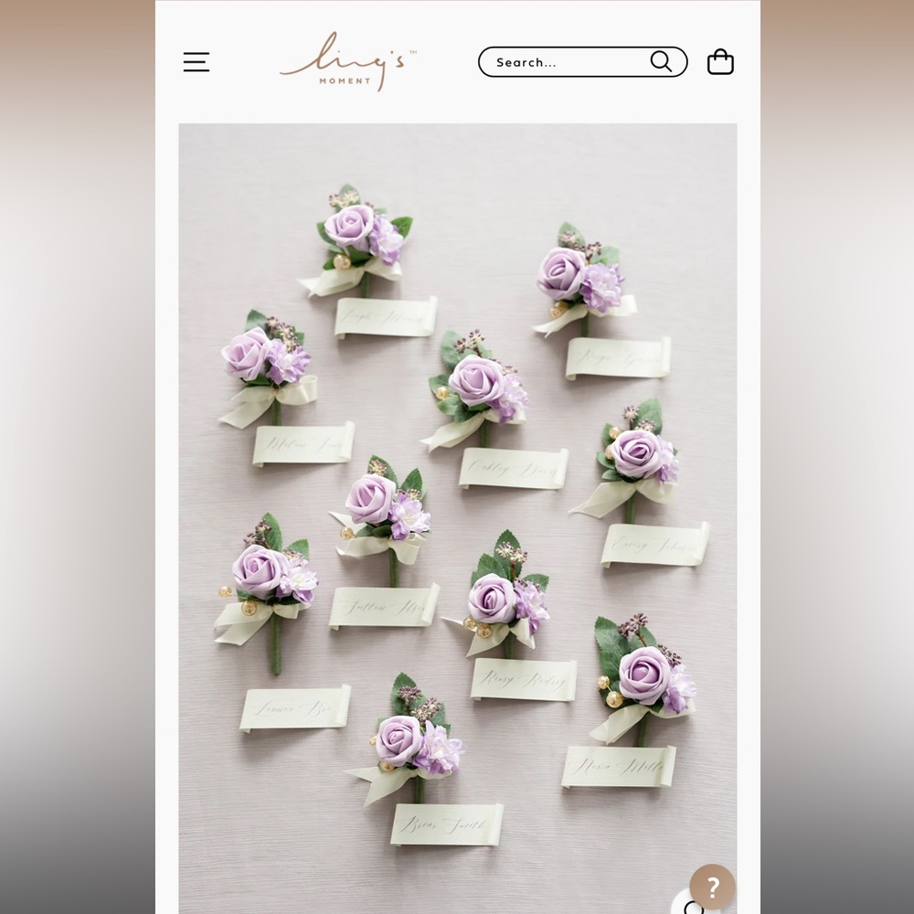 FOUR Ling’s Moment Lilac and Gold Boutonnières / Boutonnieres for Wedding / Prom